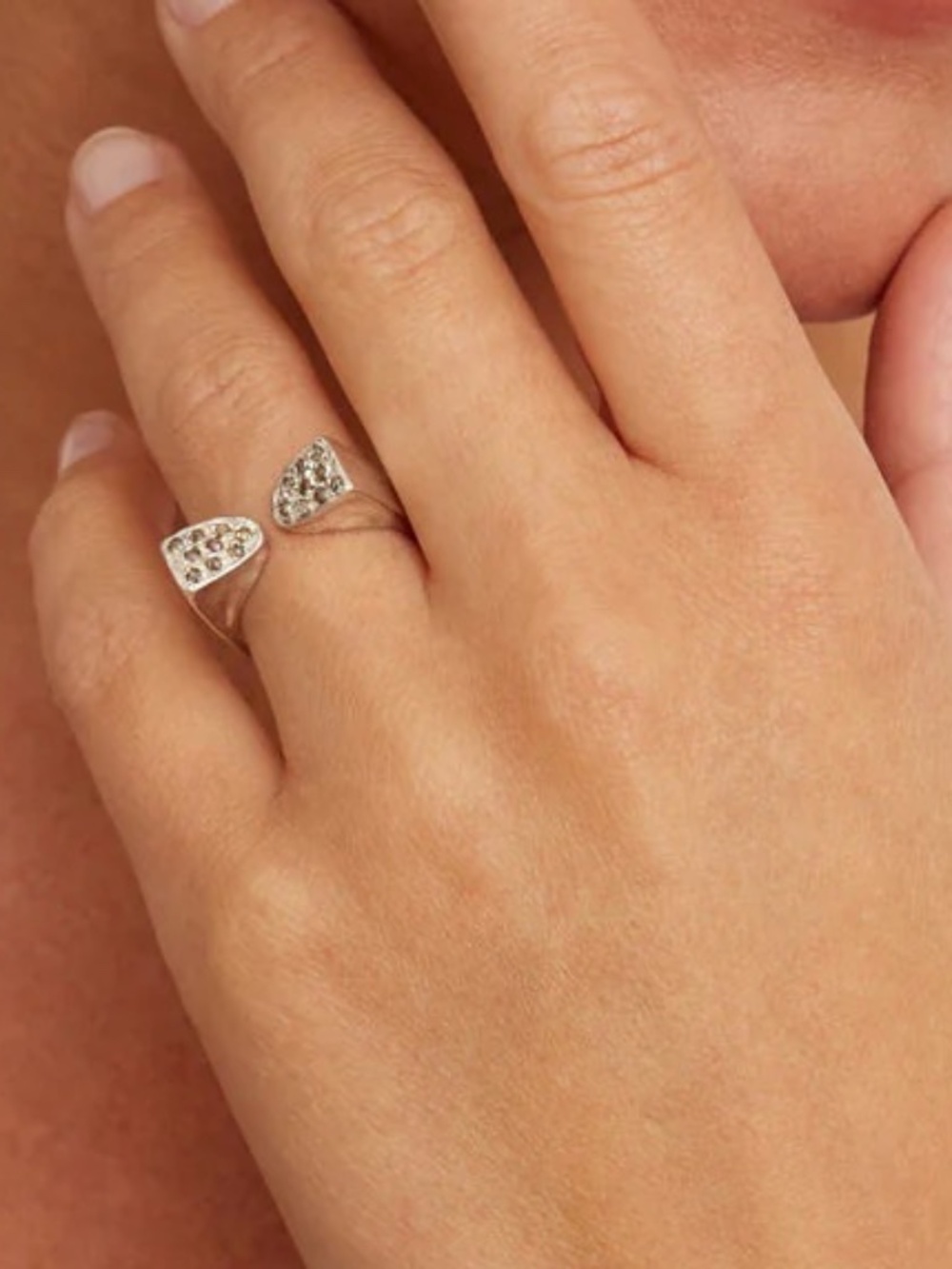 NWT CHAN LUU STERLING SILVER DIAMOND DUO STATEMENT RING $600 - Picture 2 of 5